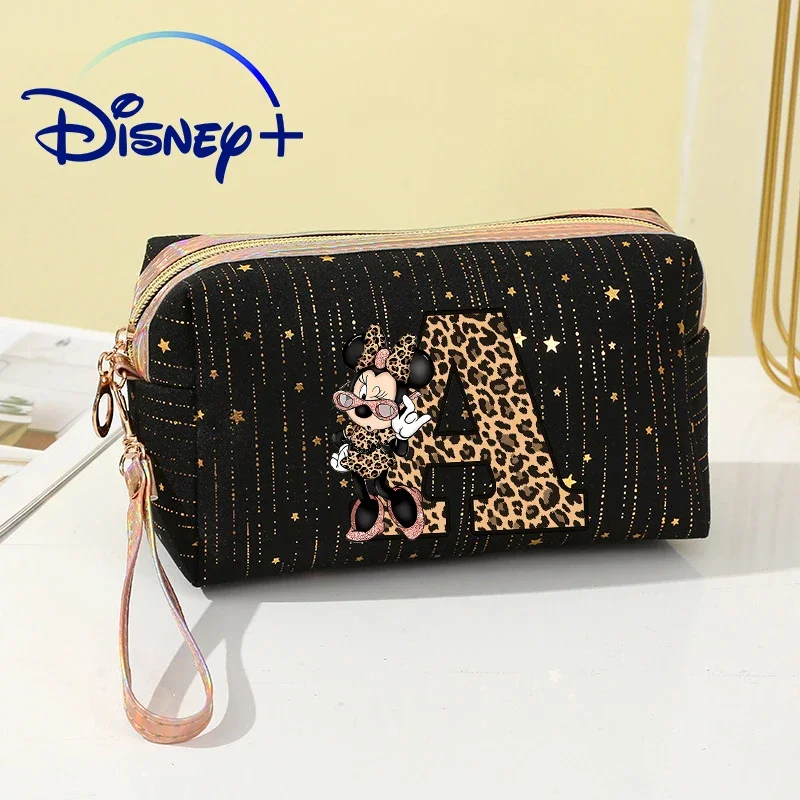 Minnie Mouse Disney Cosmetic Bag Solid Color Makeup Pouch Travel Portable Wash Toiletry Storage Organize Purse Beauty Cases Lady