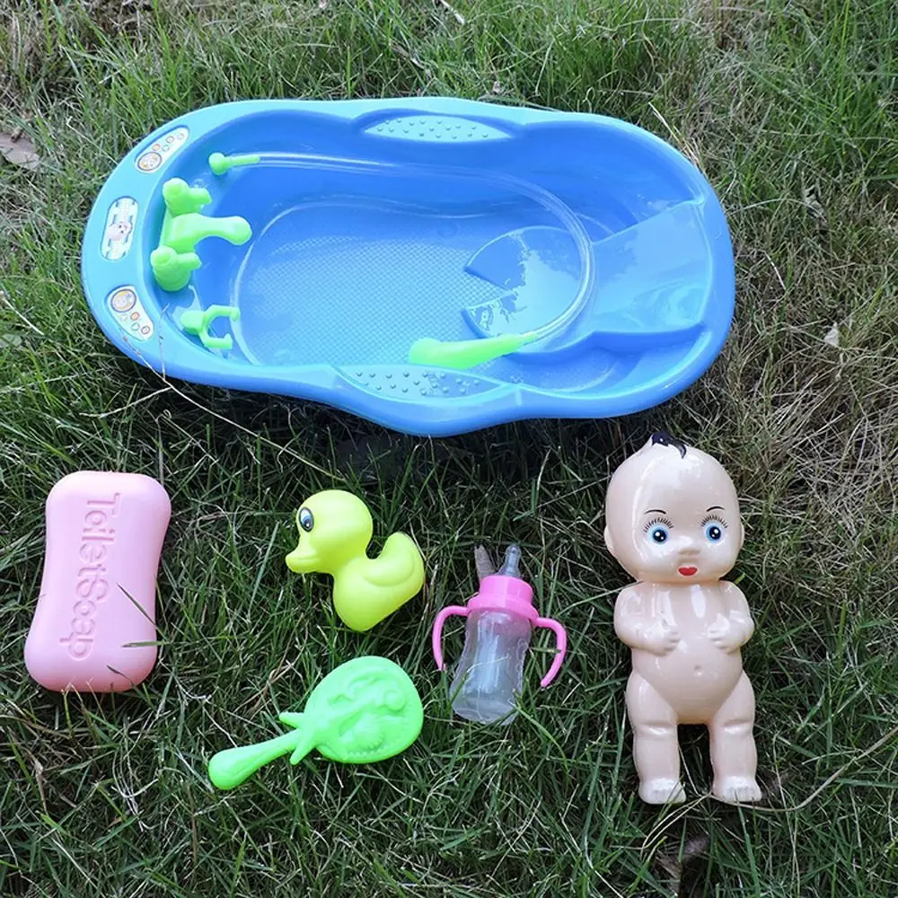 Bad Puppe Kleine Gelbe Ente Set Badewanne Spielzeug Kinder Bad Strand Schwimmen Wasser Spritzen Realistische Kombination Bade Spielzeug