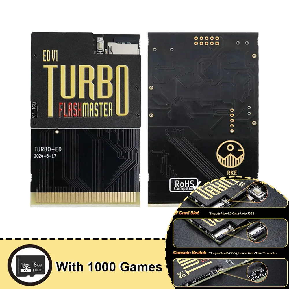 For TURBO ED PCE Card 1000 in 1 Game Card For PC-Engine Turbo GrafX and Turbo GrafX Game Console Card