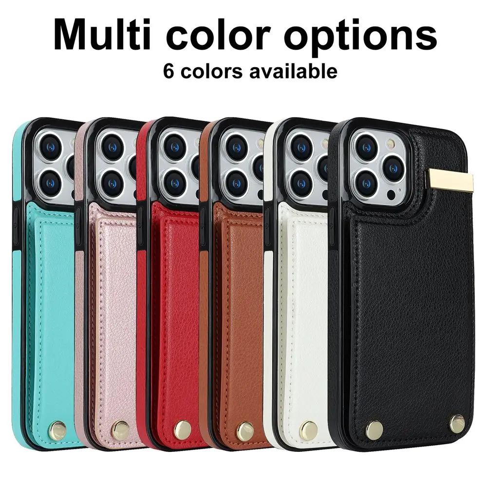 Layered Cards Holder Slot Leather Wallet Case for iPhone 14 15 16 Plus X XR XS Max 14 13 12 11 15 16 Pro Max Luxury Phone Cover