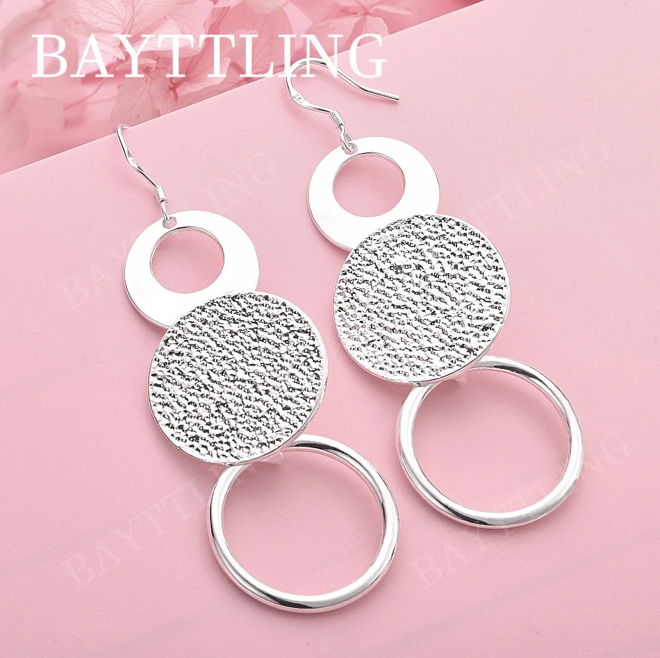 

Luxury 925 Sterling Silver Exquisite Three-Round Earrings for Women, Gift Accessories, Fashionable Wedding Jewelry