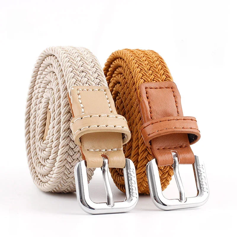 Fashion Universal Woven Thin Belt Elastic Casual Canvas Belt for Women Pants Jeans Knitted Needle Buckle Waistband Belts for Men