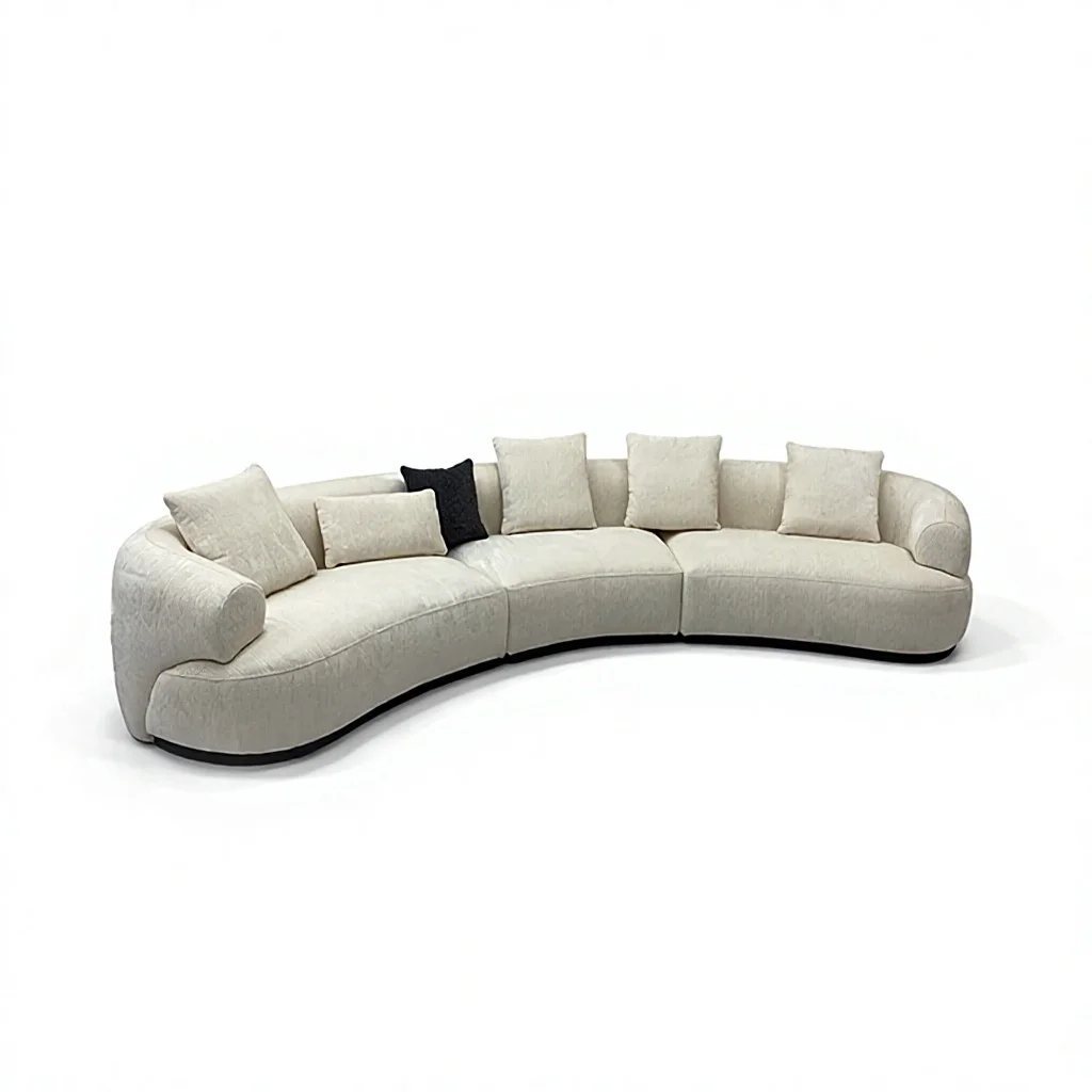#Chenille Velvet Flocking Arc Modular Sectional Sofa Set Italian Minimalism Combination Living Room Hotel Furniture Factory