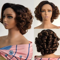 100% Raw Vietname Hair Bouncy Curly Wigs 5x5 HD Lace Closure Wear And Go Glueless Short Human Hair Lace Closure wig 250% Density