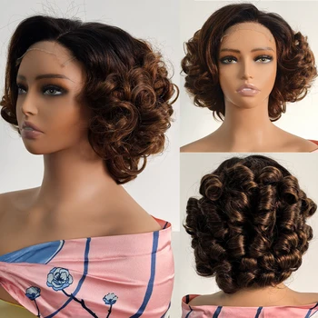 100% الخام فيتنام الشعر نطاط مجعد الباروكات 5x5 HD الدانتيل إغلاق ارتداء والذهاب غلويليس شعر بشري قصير الدانتيل إغلاق شعر مستعار 250% الكثافة