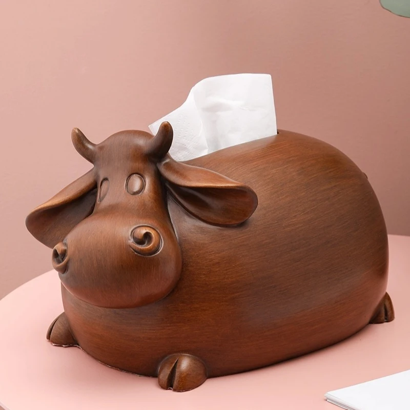 

Коробка для коровы, журнальный столик для гостиной, бытовая бумажная коробка, креативное легкое роскошное украшение высокого класса, домашняя деревянная бумажная коробка