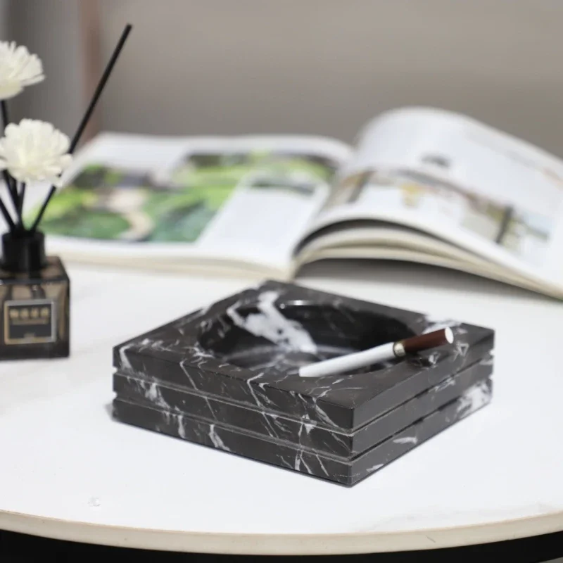 Natural Luxury Stone Ashtray Living Room High End Elegant Marble Ashtray Creative Personalized Decorative Home Accessories