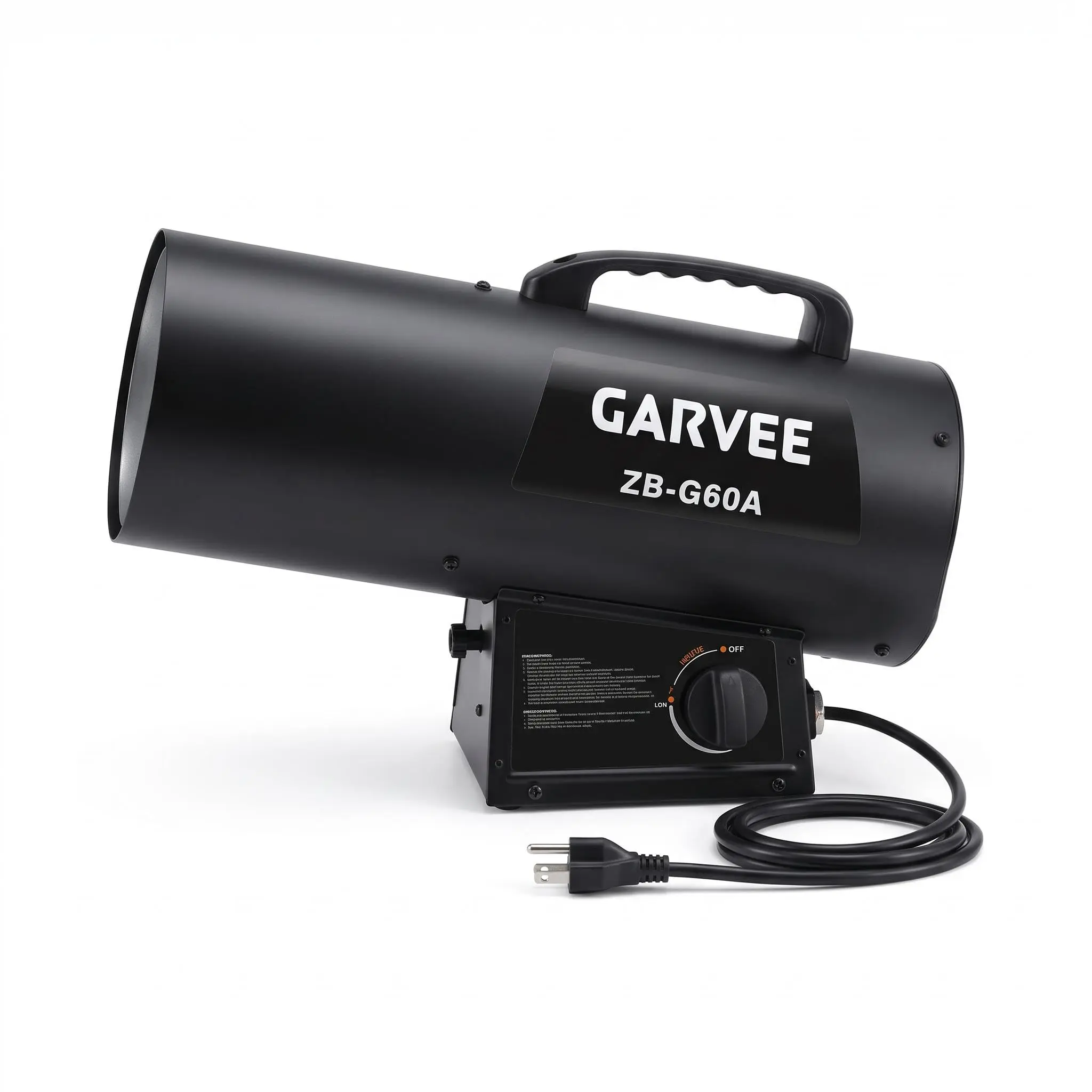 60,000 BTU Forced Air Propane Heater, Portable Space Heater For Garage Shop Jobsite, 3 Heat Levels, Adjustable Angle, 1500 Sq Ft