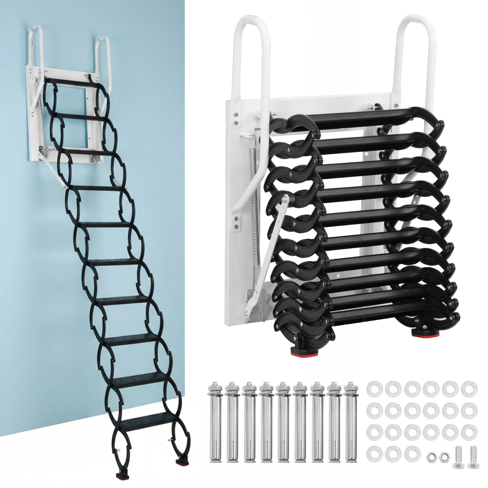 

Hidden Mount Attic Extension Stairs Pull Down System Loft Extension Staircase 440LBS Capacity for Garages/Roofs/Basements