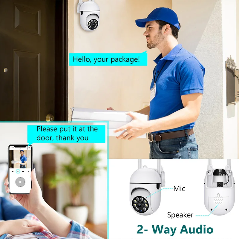 A7 Wifi กล้องกลางแจ้งไร้สายการเฝ้าระวังความปลอดภัย AI ติดตามมนุษย์ Two Way Audio Night สี 2.4G 1MP กล้อง charger