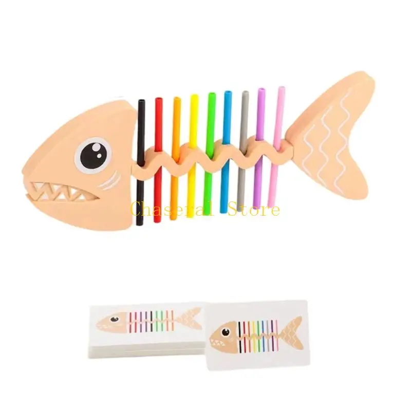 E7CE Kids Color Pairing Game with 18 Rods and 60 Fish Patterns, a Hands-On Learning Activity for Home or Preschool Play