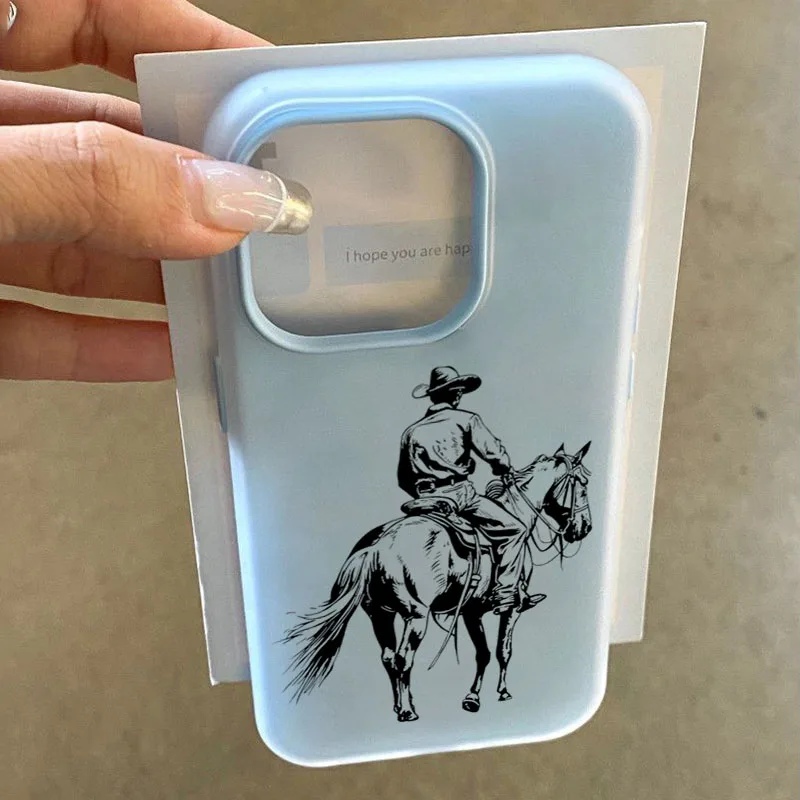 A Classic Cowboy Knight Design Case For iPhone 17 Air 16 15 Pro Max 16E 14 13 12 11 PRO XS XR 7 8 Plus 2 IN 1 Matte Clear Cover