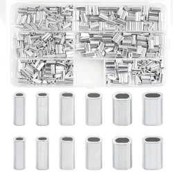 550Pcs Fishing Aluminum Crimp Sleeves Kit Crimping Sleeves for Fishing Line Oval Fishing Tube Crimp Wire Connector Leader Tackle
