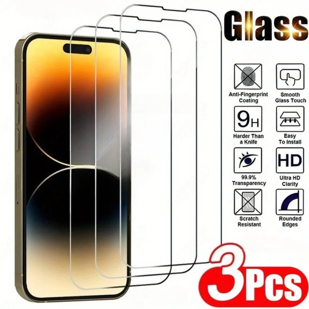 

3 шт. полноэкранное закаленное стекло для iPhone 17/16/15 Promax 16E 17Air 14 Plus Защитная пленка для экрана для IPhone 13 Promax 12Mini 11 Pro