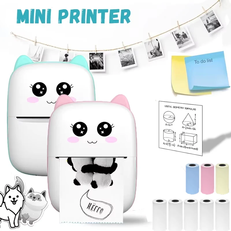 MINI Portable Thermal Printer Wireless Memo Label Machine 200dpi Bluetooth Inkless Pocket Imprimante Phone Notes Printing Paper