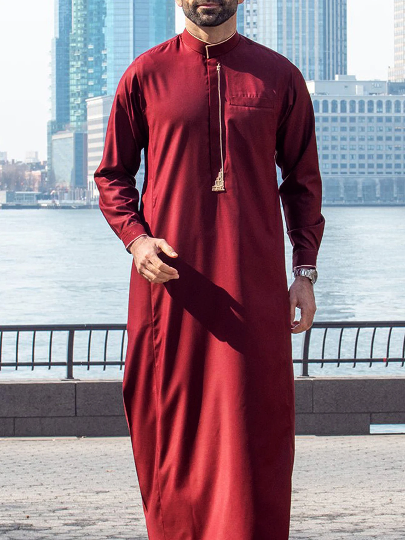 New In Summer Muslim Traditional Oamis Male Prayer Clothing Morrocan Thobe Romadan Kaftan Short Sleeve Embroidery Gandoura