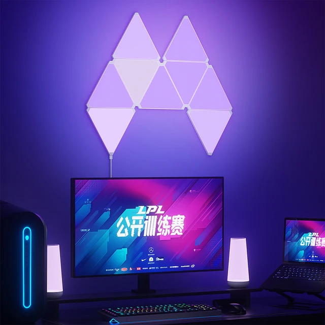 Super cienkie trójkątne lampy LED Wewnętrzna kwantowa lampa ścienna RGB WIFI Bluetooth APP Sterowanie lampką nocną do dekoracji sypialni w grach