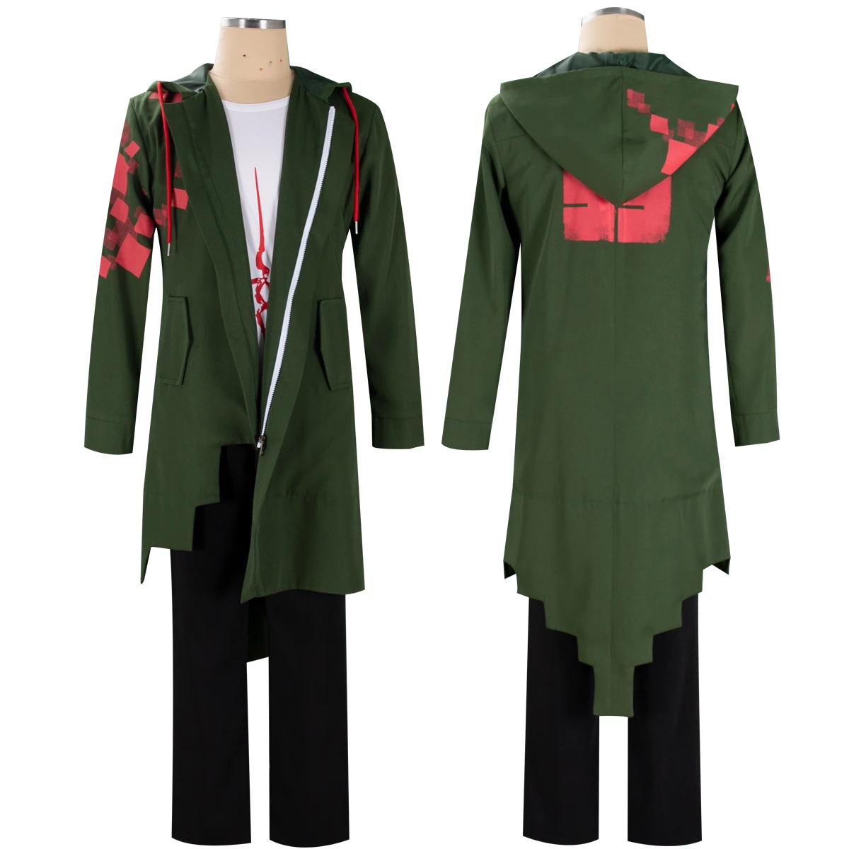 HOLRAN Men Komaeda Nagito Cosplay Costume Long  Jacket Cloak Tshirt Set