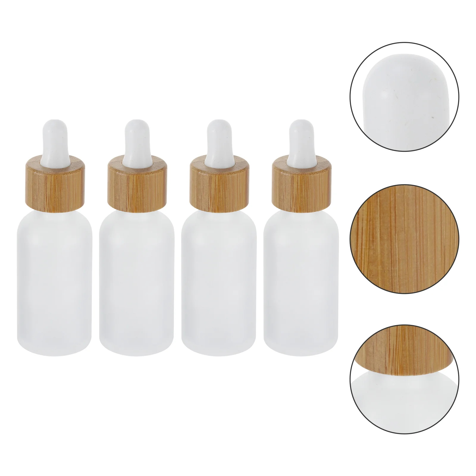 

4 Pcs Glass Dropper Bottle with Bamboo Lid Travel Accessories Bottles for Empty Sub Perfume