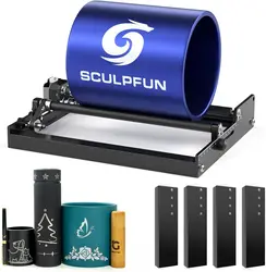 Sculpfun s9/s10 laser rolo rotativo gravador y-axis rolo rotativo para 6-150mm gravura objetos cilíndricos 360 °   Rotação