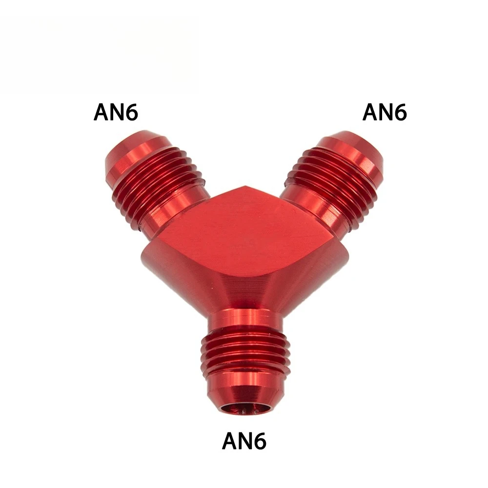 AN6 AN8 AN10 AN12 Aluminum Y Block Adapter Fittings Adaptor Y Type Oil Pipe Joint RED BLUE BLACK MYF-AN6AN8AN10AN12