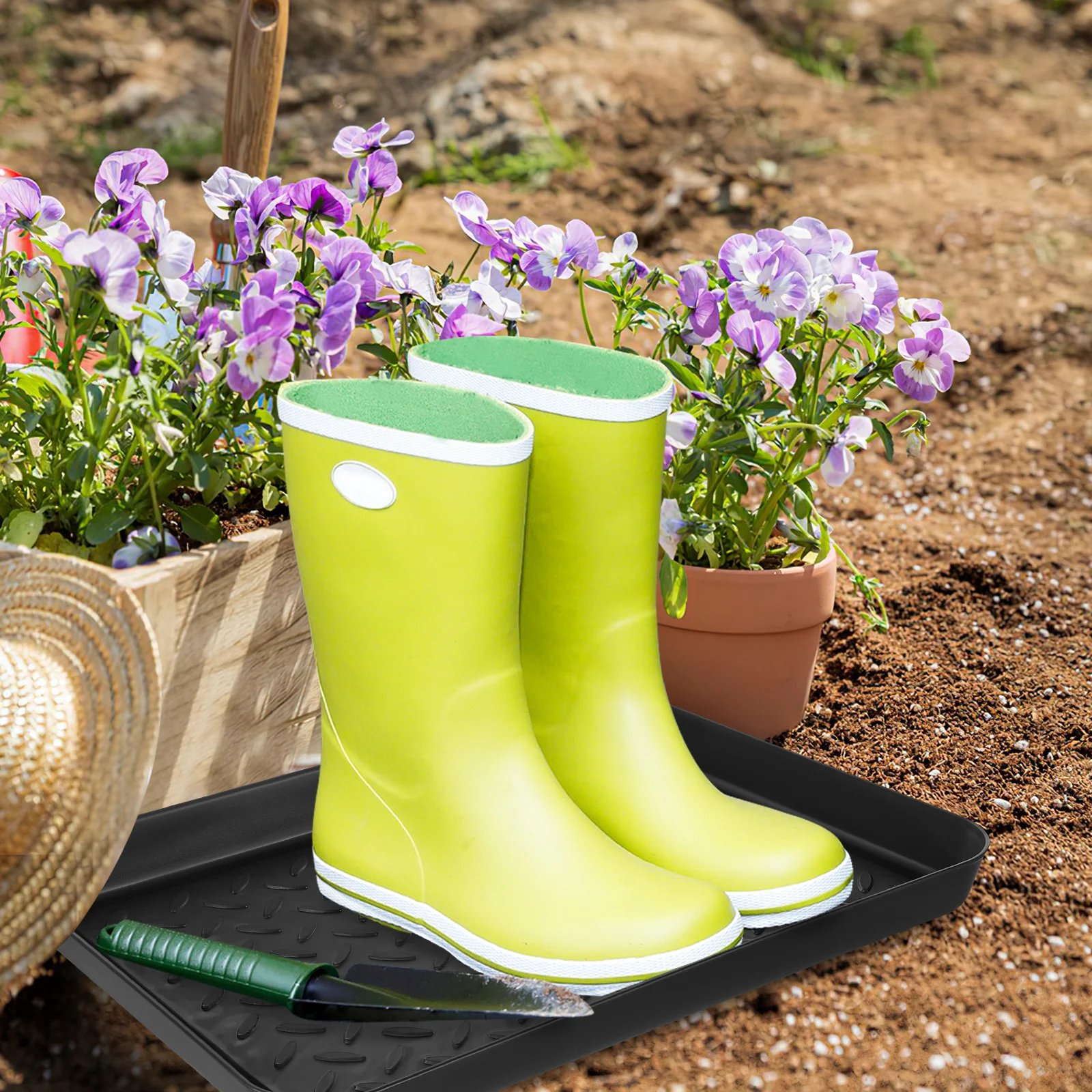 

3 Pack Plastic Boot Trays Durable Lightweight Entryway Shoe Tray Floor Protection Wet Drip Tray For Garden Indoor Outdoor Use