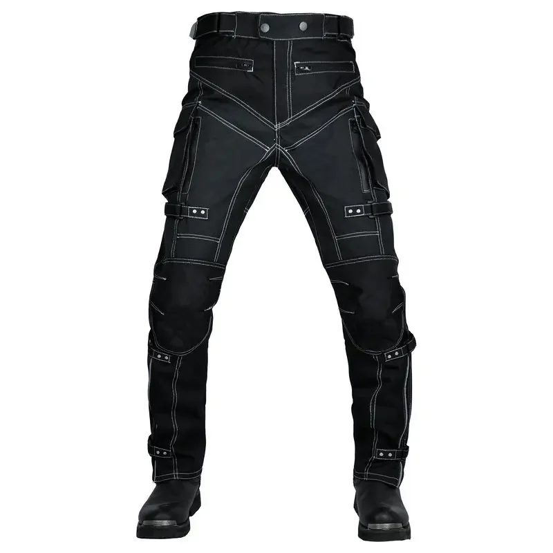 Four Seasons Motorcycle Anti-Fall Riding Pants with Protective Oxford Cloth Waterproof High Waist Motorcycle Pants
