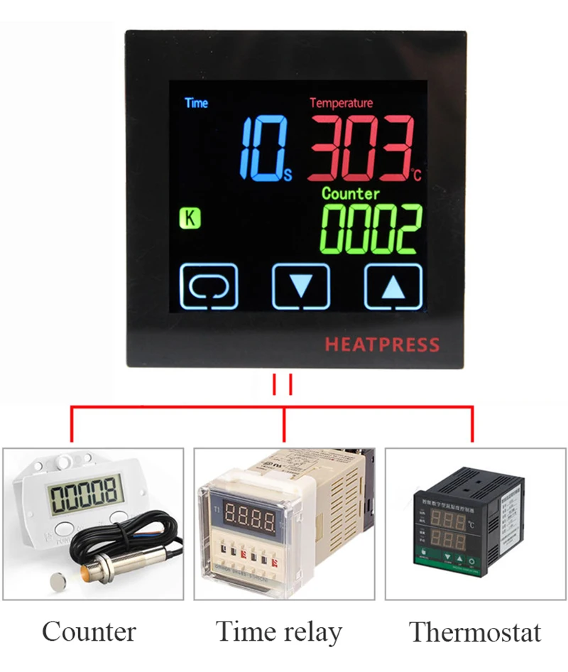 Electric Deep Fryer Thermostat Commercial Chip Machine Digital Temperature Controller 220VAC Time Count Function Alarm Output