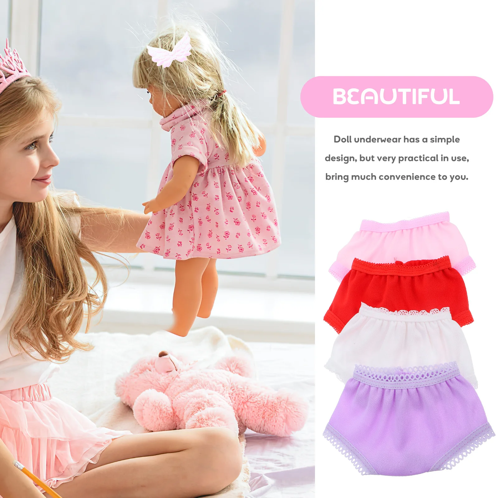 Ropa interior pequeña para niños, accesorios ligeros para juego de imitación, bragas reutilizables, juego de vestir Diy, 4 Uds.
