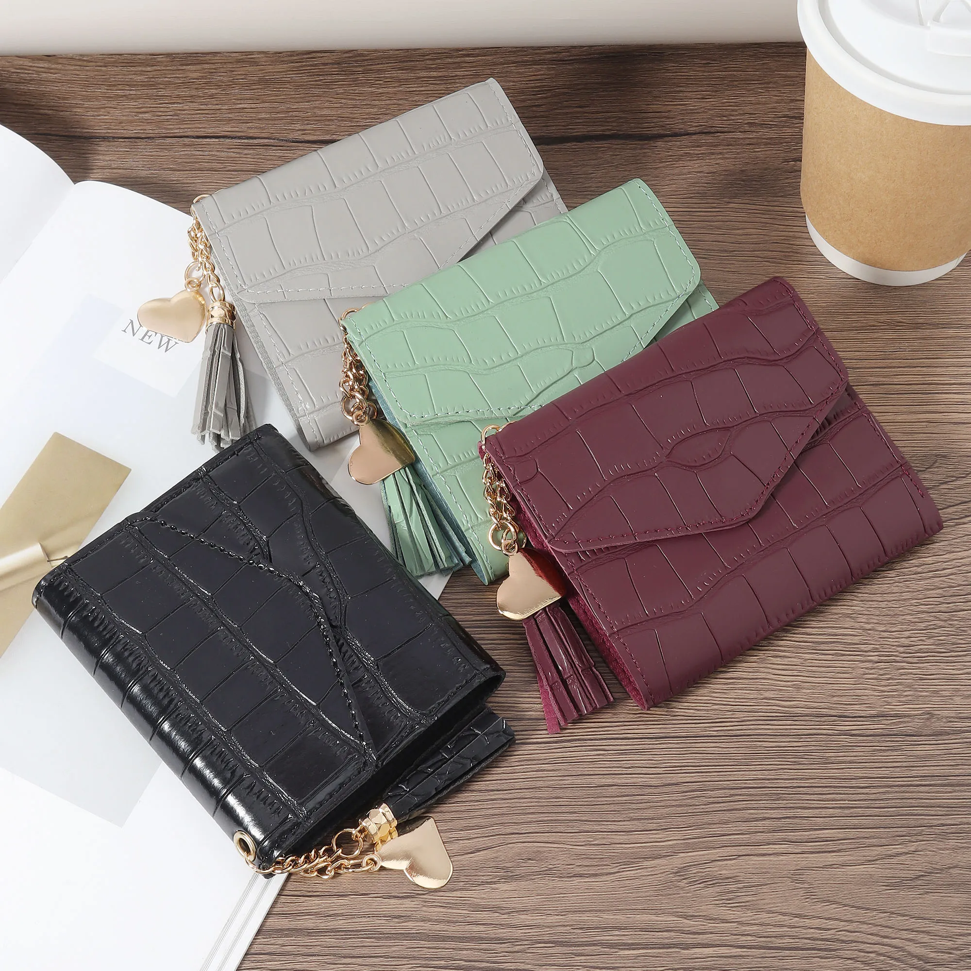 Fashion Metal Heart-Shaped And Tassel Decorated Small Wallet Coin Pocket Small Wallet 30% Off Women's Wallet Mini, Women's Retro