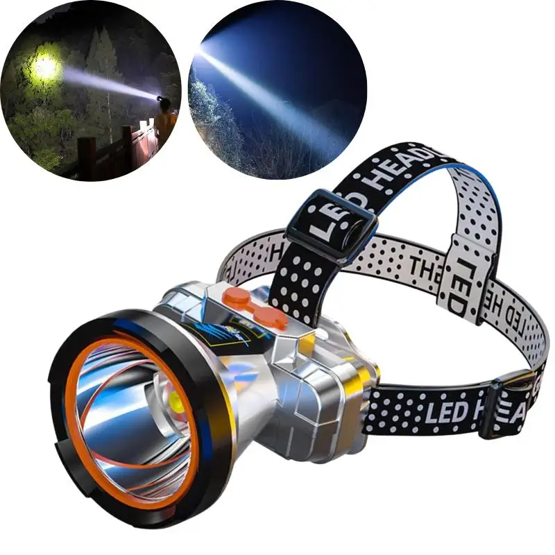 Poderoso farol led TYPE-C recarregável ao ar livre portátil faróis de acampamento noite trabalho luz emergência lâmpada pesca