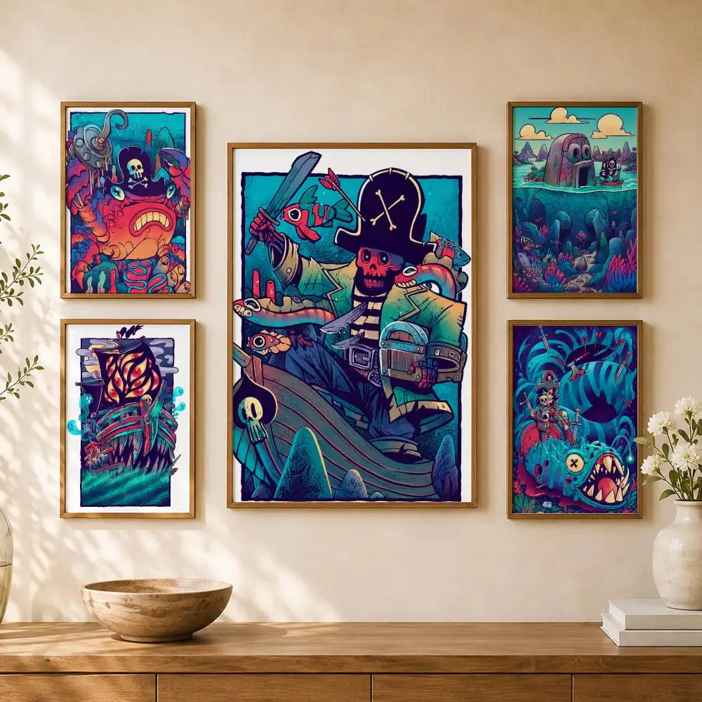 Psychedelic Neon Monsters Fantasy Creatures Surreal Adventure Poster Home Room Bar Cafe Club Decor Aesthetic Art Wall Painting