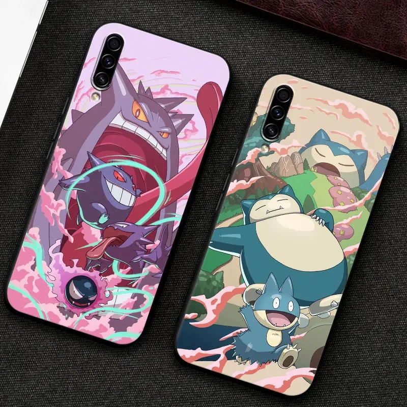 Soft Case For Samsung Galaxy A30 A30S A50 S A10S A70 A20S A20e A10 A40 Note 10 20 Ultra Black Cover Snorlax Gengar Pokemon Anime