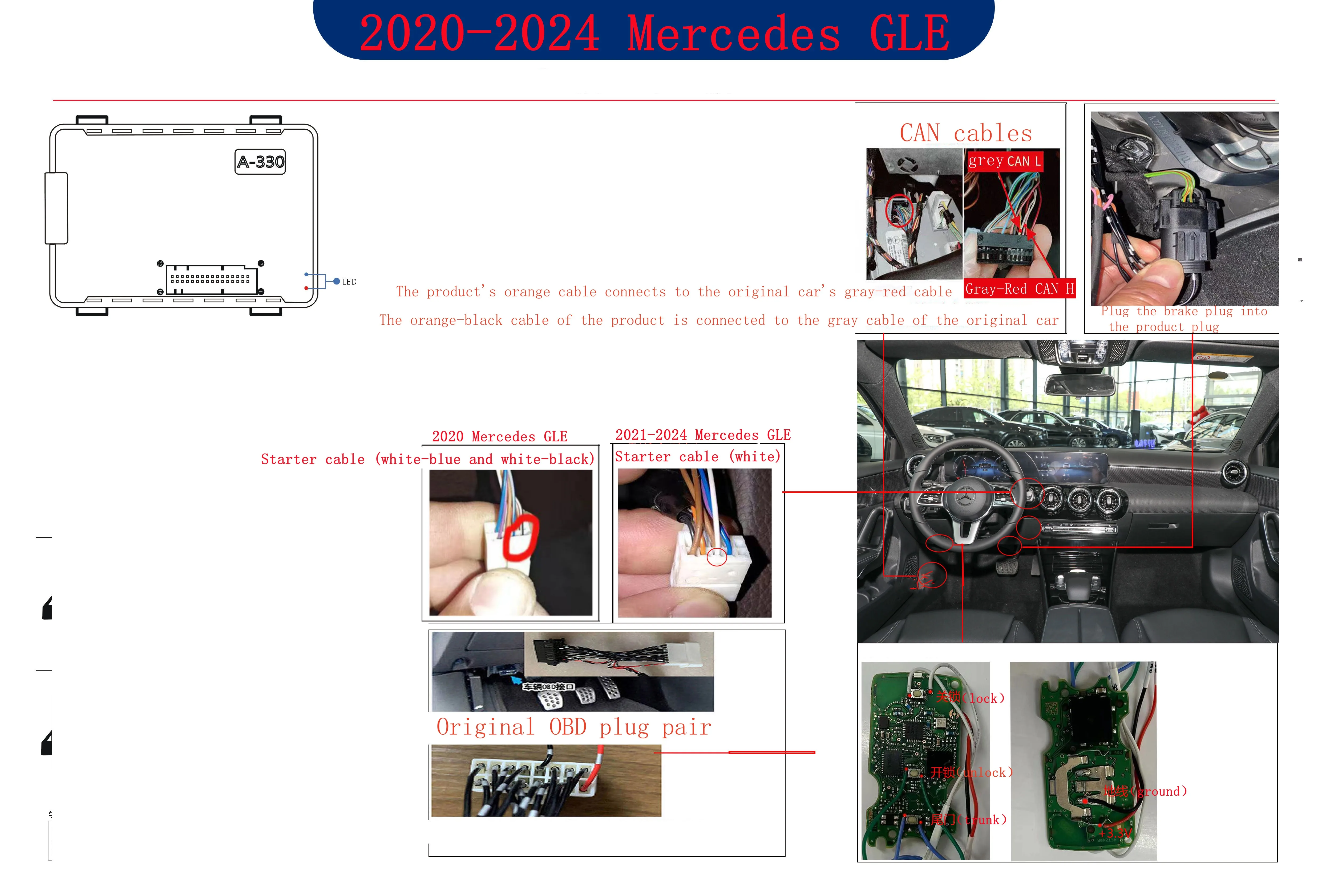 Untuk Mercedes Benz GLE W166 W167 GLS X166 X167 pengendali jarak jauh sistem penghenti mesin masuk tanpa kunci GSM kontrol ponsel aplikasi seluler