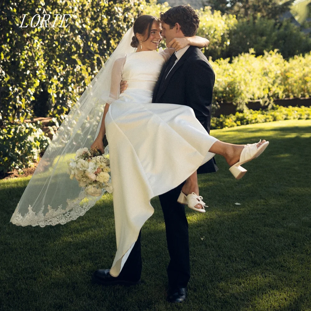 

LORIE Luxury A Line Wedding Dress Modern Simple Sleeveless Bridal Dresses Elegant Half Sleeve Wedding Gown Customized 2026