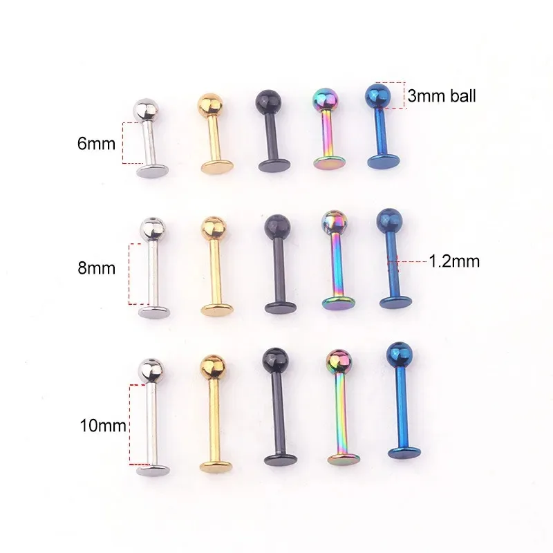 3/5Pcs 316L Stainless Steel Labret Piercing Jewelry, Lip Rings Nose Rings Nose Studs Cartilage Tragus Conch Earring Studs