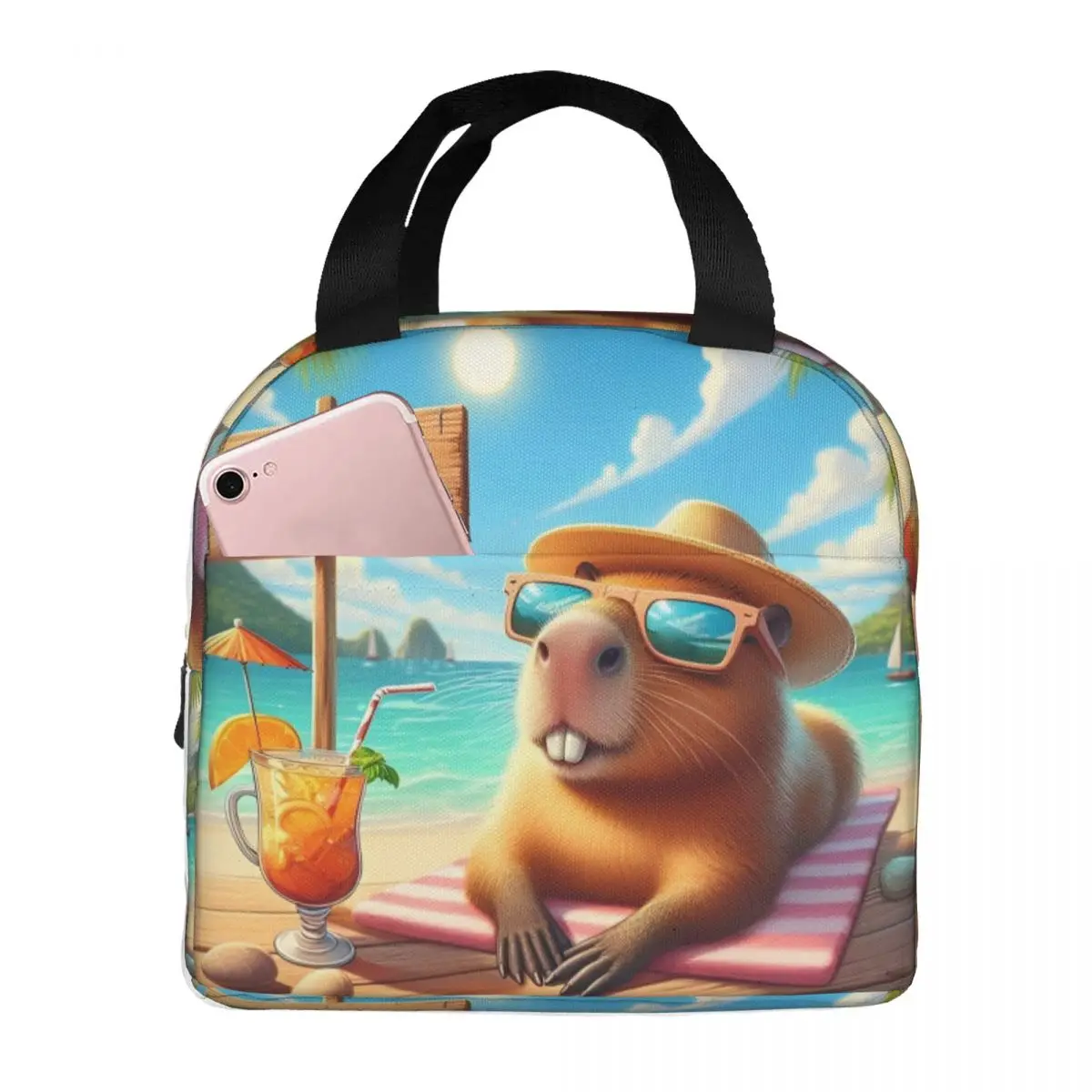 

Милая капибара, капибара, изолированная сумка для обеда с животными, термосумка, контейнер для еды, портативная сумка-тоут, ланч-бокс, сумка-бенто, пляжная уличная сумка