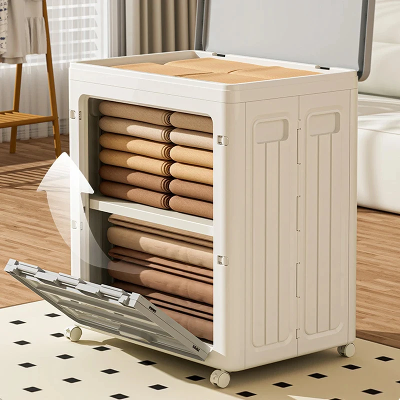 

DAYOOH Wholesale Stackable Bedroom Living Room Bin Flip Cover Water-Proof Wheeled Foldable Plastic Storage Cabinet