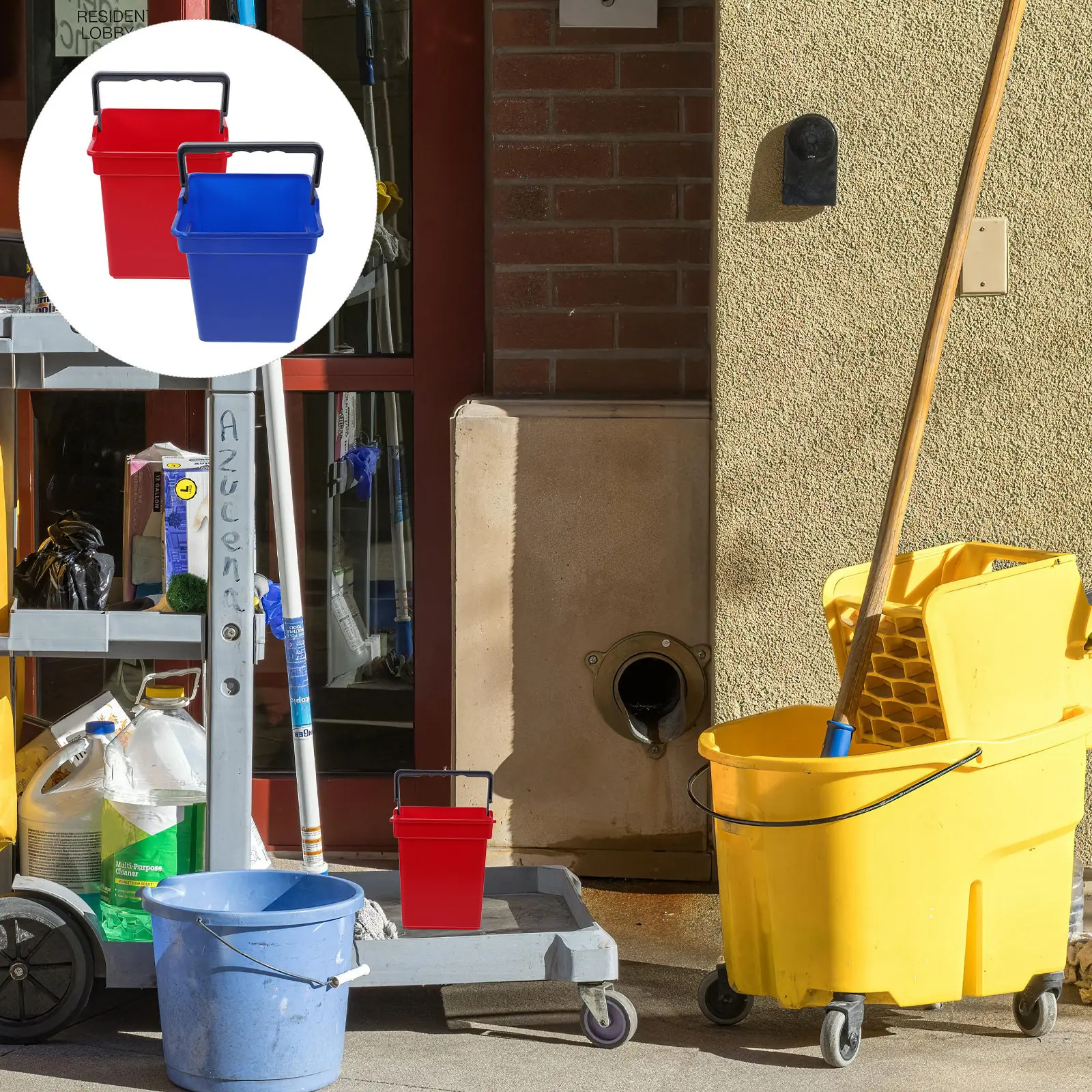 

2Pcs Heavy Duty Plastic Utility Bucket with Ergonomic Handle for Cleaning Trolleys Multipurpose Water Bucket Household