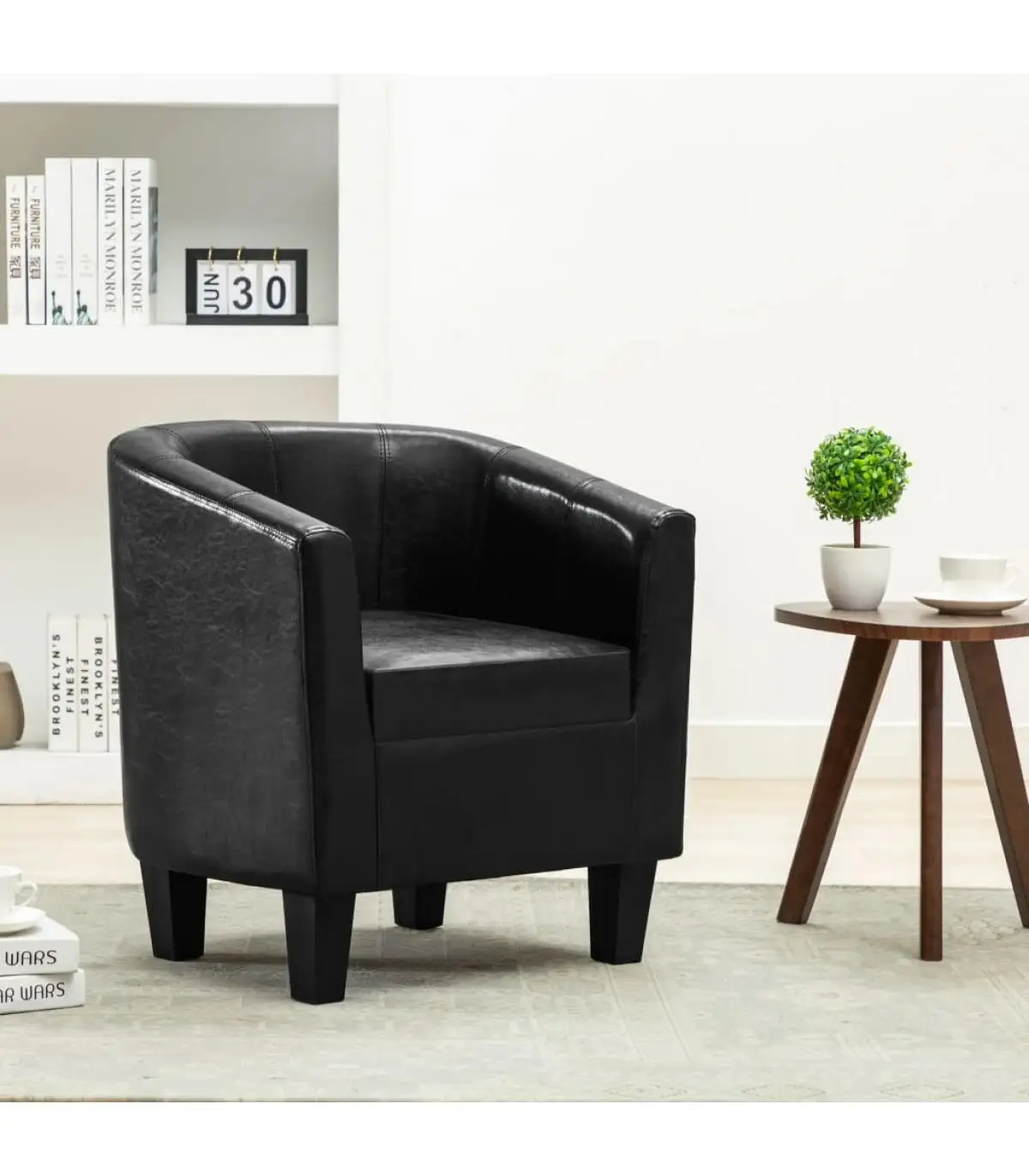 Armchairs armchair with cube design black synthetic leather