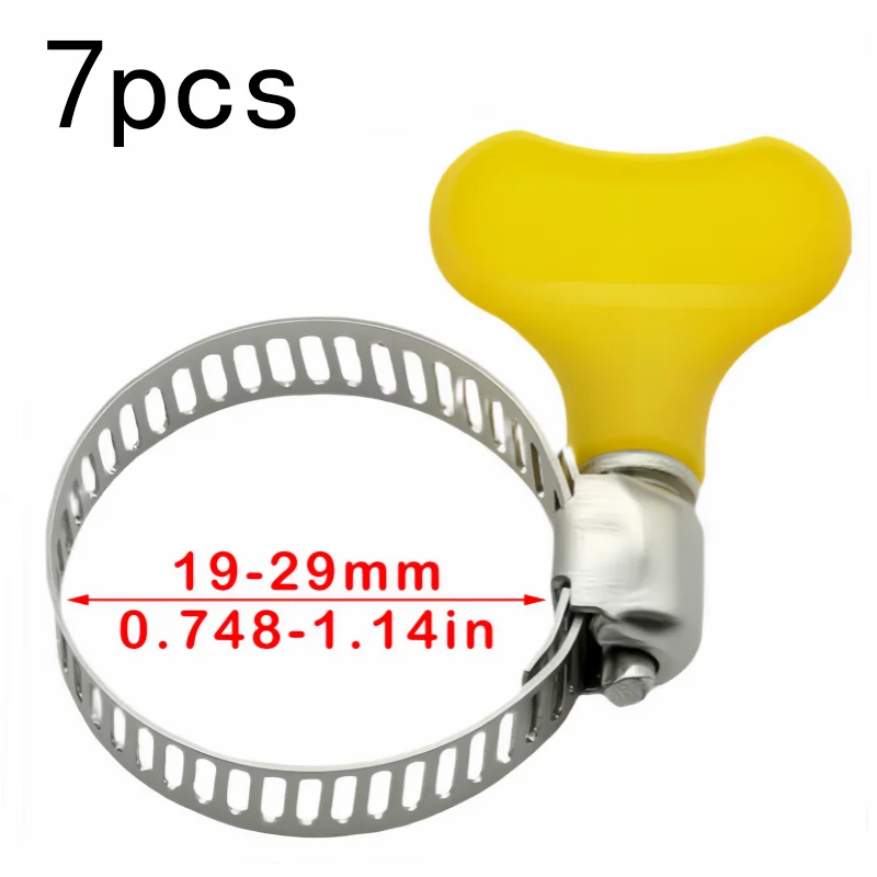 7 pcs 19-29mm Handle Pipe Clamps for Home Water Pipe Fixing, Stainless Steel Material, Easy Quick Operation