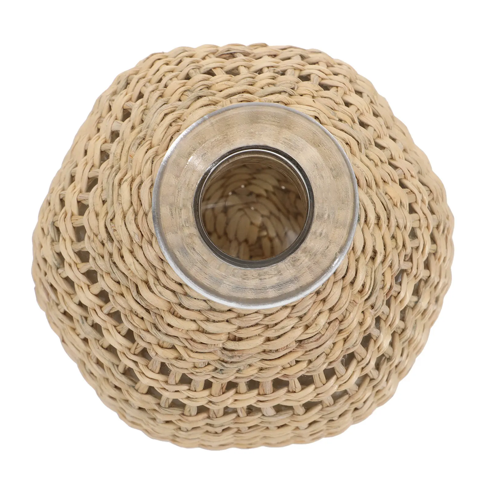 1Pcs Woven Aroma Bottle Glass Vase Light Brown Natural Grass Handmade Home Table Decor Flower Arrangement Holder