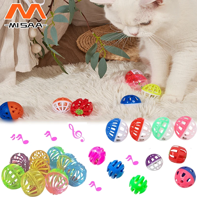 Cats Ball With Bell Toys For Cats Playing Chew Rattle Scratch Plastic Ball Interactive Cat Training Toys Cat Toy Pet Supplies