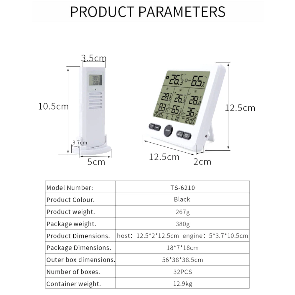 Indoor Outdoor Thermometer Digital Weather Station Accurate Temperature Measurement Humidity Detection Environmental Conditions