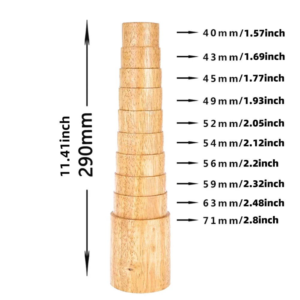 NIUPIKA Wooden Step Bracelet Sizer Measuring Mandrel Shaping Bracelet Jewelry Adjustment Making Tool & Wood