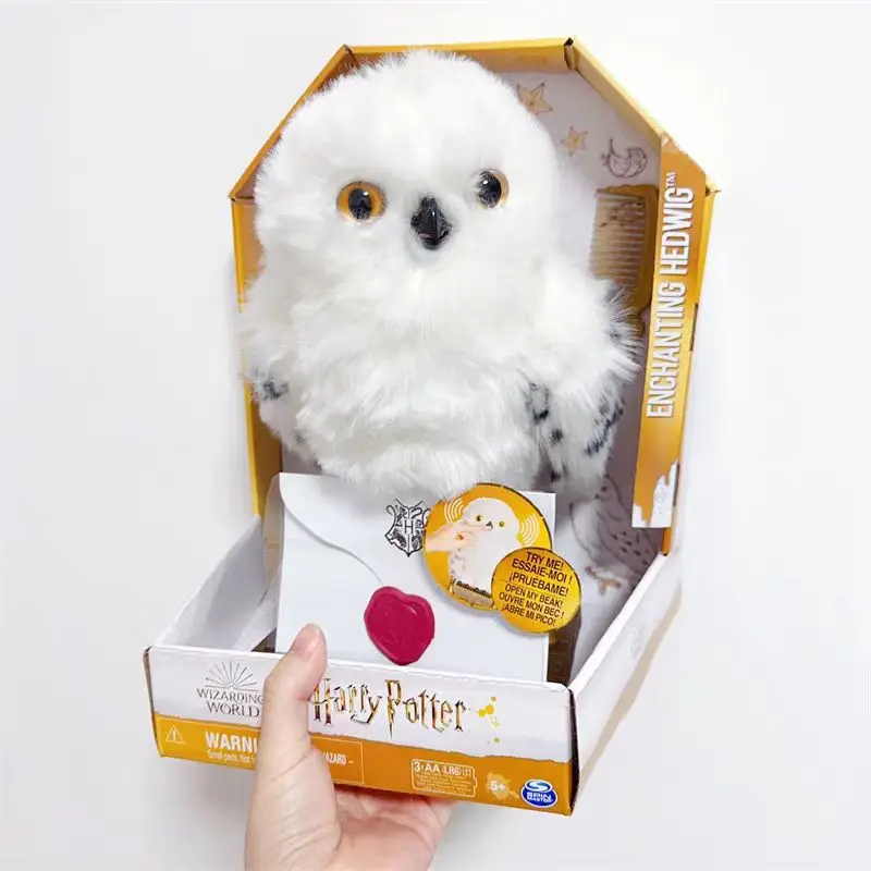 Harry Potter Rim Pampered Hedwig Owl Doll Wizarding World Vocal Action Figure Plush Toys Birthday Children Gifts