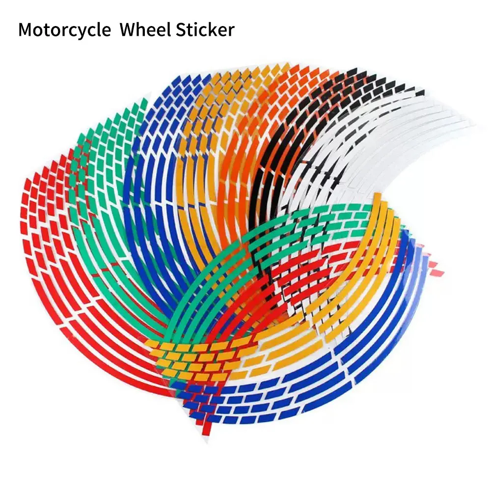 16 Stuks 17-18 "Strips Pvc Motorfiets Wiel Sticker Auto Reflecterende Velglint Motor Fiets Auto Band Decals trim Strip Universele