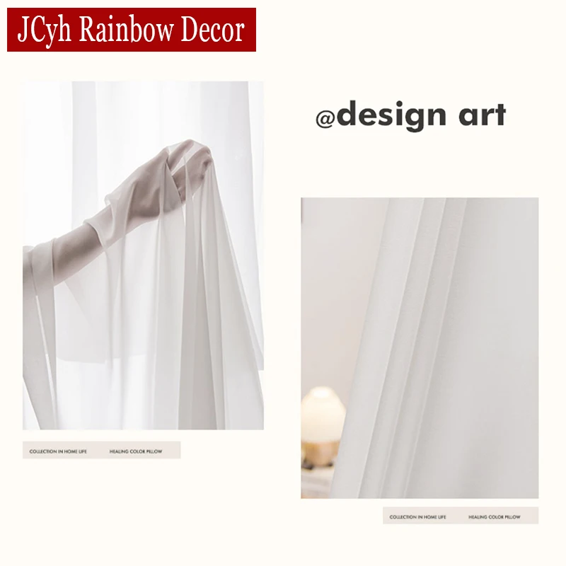 Modern White Chiffon Sheer Curtains for Living Room Window Tulle Curtains for Bedroom Balcony Voile Drapes Treatment Home Decor