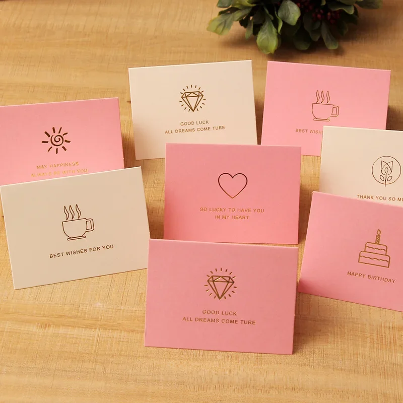 10pcs/pack of High-end Hot Stamping Holiday Greeting Cards with White Envelope, Thank You Card for Fresh Flower Shop