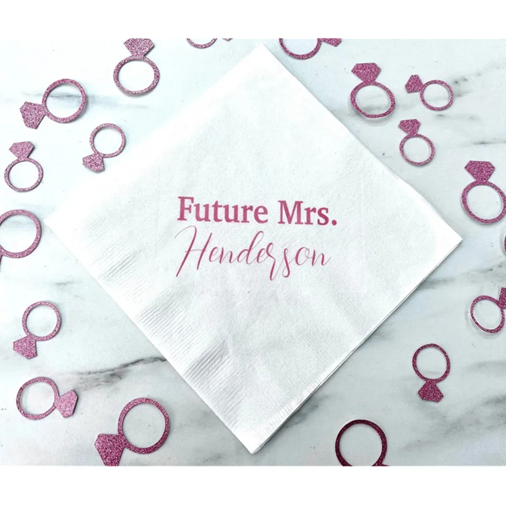 

50PCS Personalized Bridal Shower Napkins, Future Mrs., Bachelorette Party Napkins, Hen Party, Bridal Shower Decor, Engagement Pa